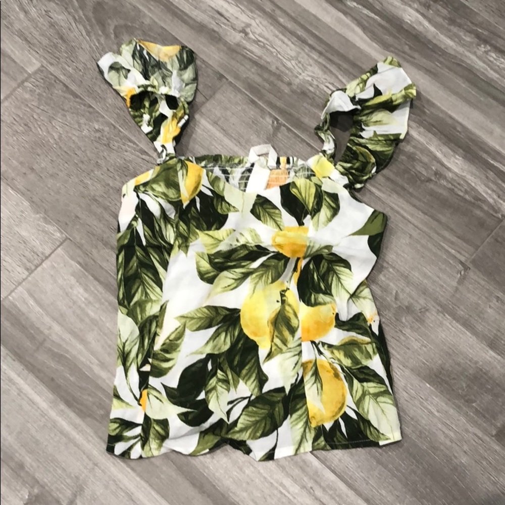 H&M Lemon 🍋 Ruffle Trimmed Tank Top